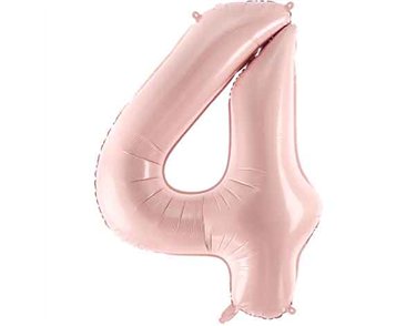 28in PASTEL LIGHT PINK NUMBER 4 FOIL BALLOON