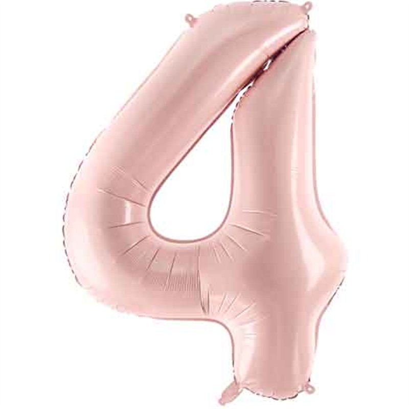 28in PASTEL LIGHT PINK NUMBER 4 FOIL BALLOON