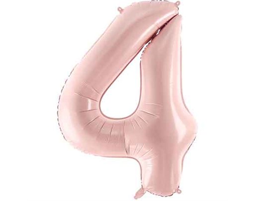 28in PASTEL LIGHT PINK NUMBER 4 FOIL BALLOON