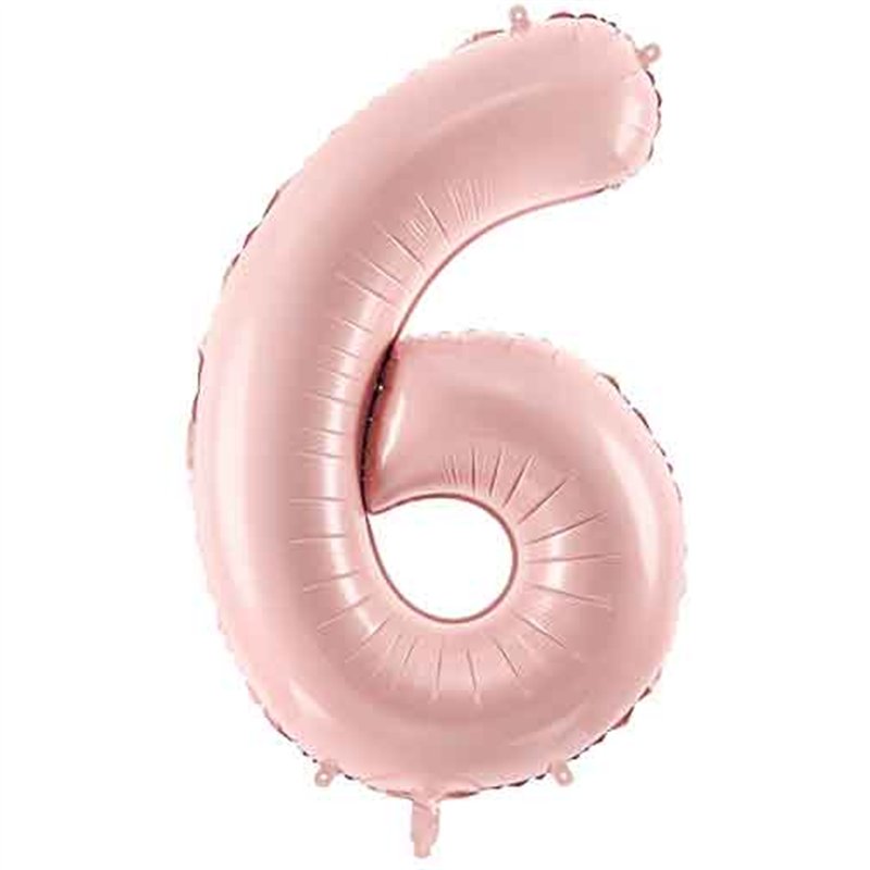 28in PASTEL LIGHT PINK NUMBER 6 FOIL BALLOON