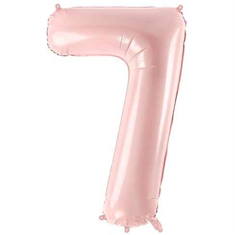 28in PASTEL LIGHT PINK NUMBER 7 FOIL BALLOON
