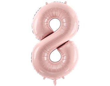 28in PASTEL LIGHT PINK NUMBER 8 FOIL BALLOON