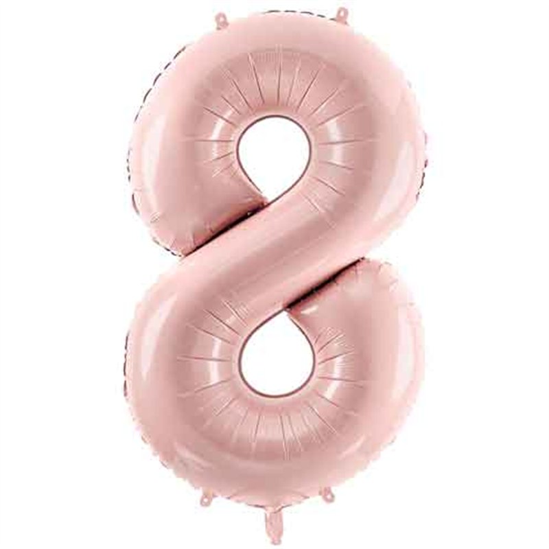 28in PASTEL LIGHT PINK NUMBER 8 FOIL BALLOON