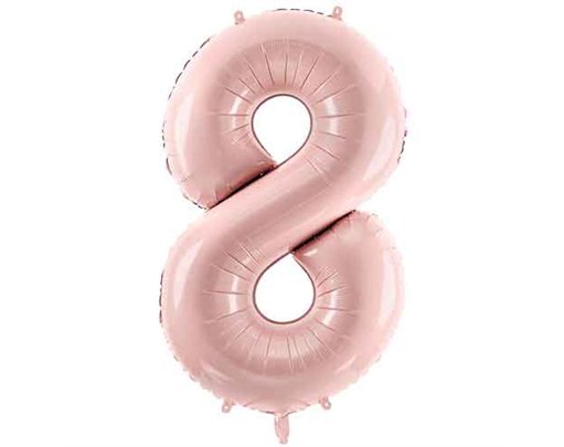 28in PASTEL LIGHT PINK NUMBER 8 FOIL BALLOON