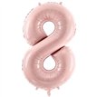 28in PASTEL LIGHT PINK NUMBER 8 FOIL BALLOON