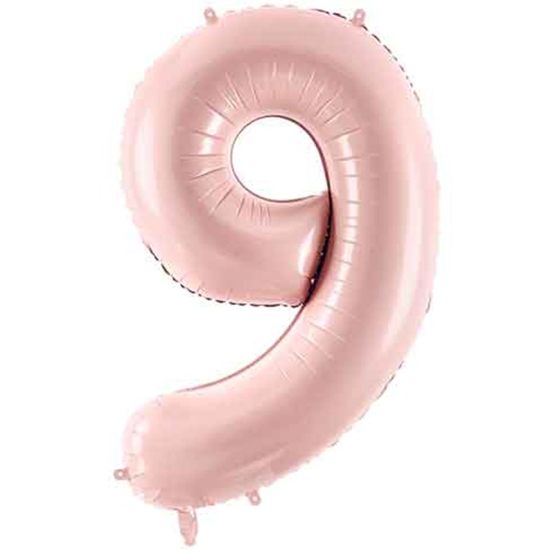 28in PASTEL LIGHT PINK NUMBER 9 FOIL BALLOON