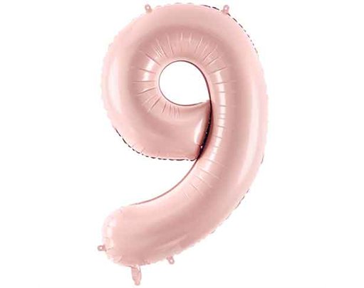 28in PASTEL LIGHT PINK NUMBER 9 FOIL BALLOON