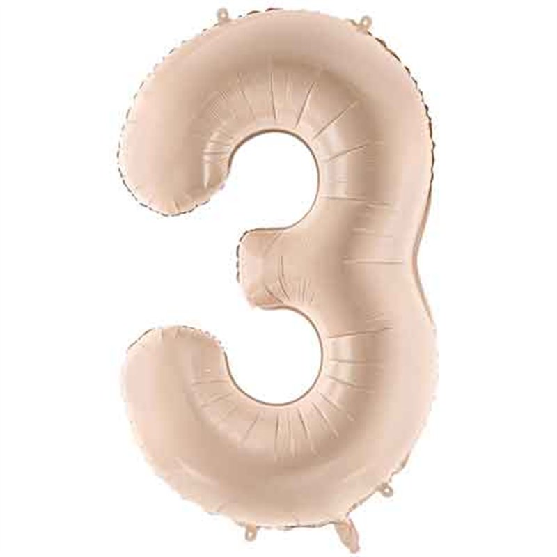 28in DARK BEIGE NUMBER 3 FOIL BALLOON