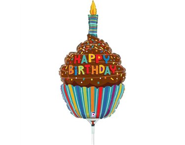 15in BIRTHDAY CHOCOLATE CUPCAKE AIR FILL FOIL BALLOON 10S