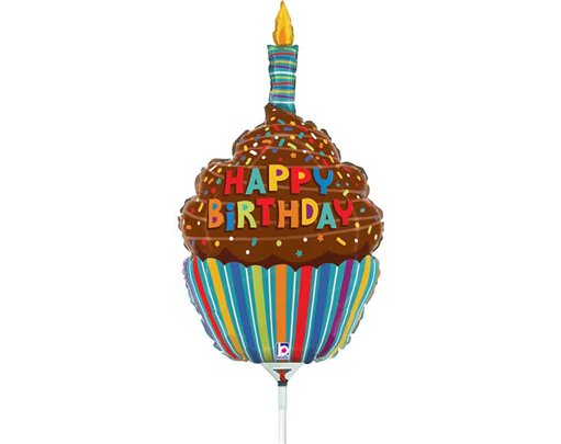 15in BIRTHDAY CHOCOLATE CUPCAKE AIR FILL FOIL BALLOON 10S