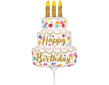 16in SATIN BIRTHDAY PINK CAKE AIR FILL FOIL BALLOON 10S
