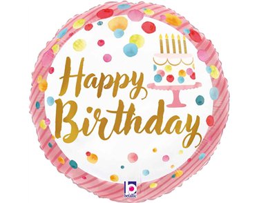 9in SATIN BIRTHDAY PINK PARTY FOIL BALLOON 10S