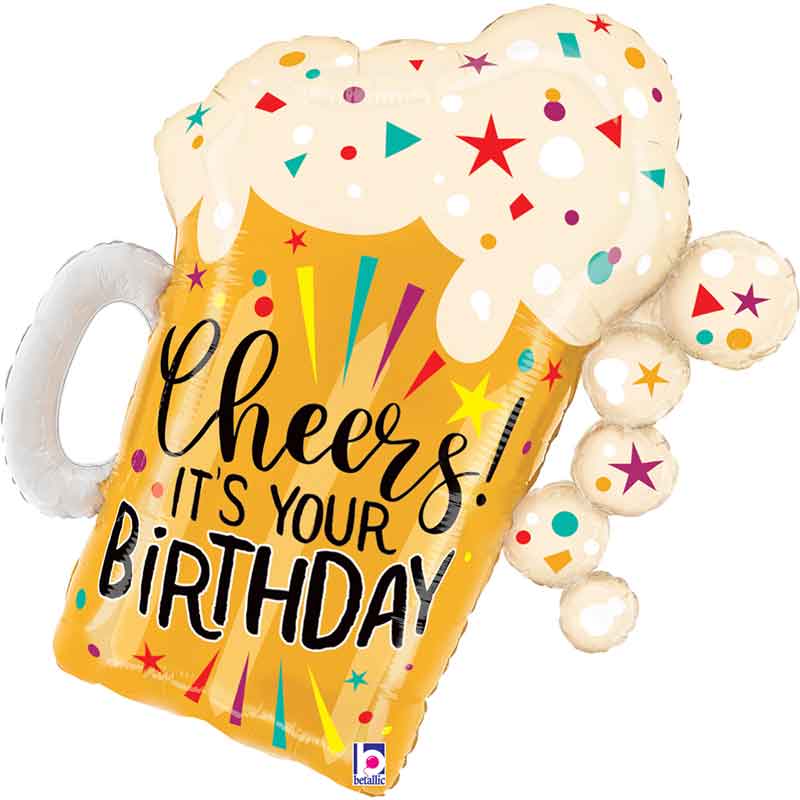35in BIRTHDAY FUN CONFETTI BEER FOIL BALLOON