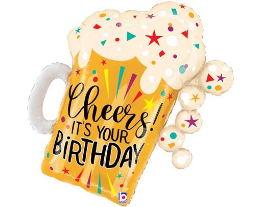 35in BIRTHDAY FUN CONFETTI BEER FOIL BALLOON