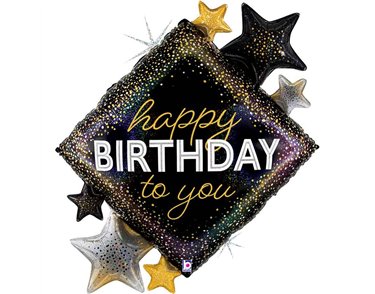 47in METALLIC BIRTHDAY DIAMOND STARS FOIL BALLOON