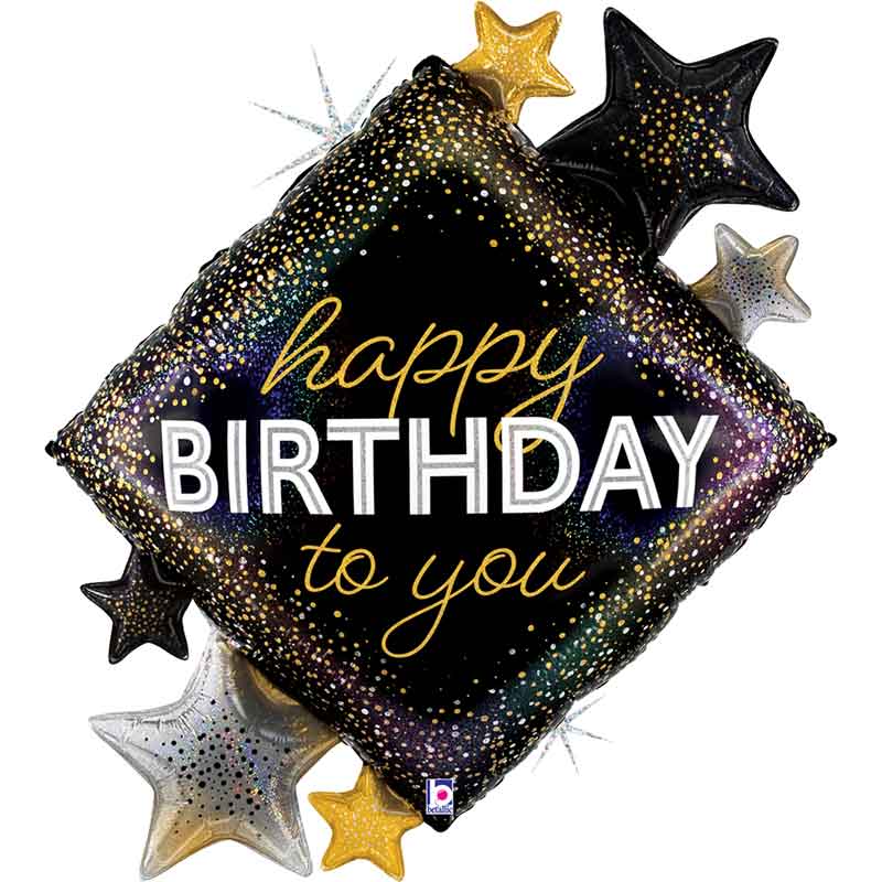 47in METALLIC BIRTHDAY DIAMOND STARS FOIL BALLOON