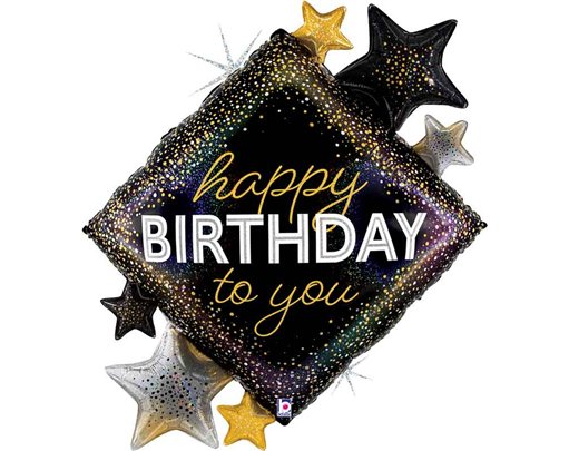 47in METALLIC BIRTHDAY DIAMOND STARS FOIL BALLOON