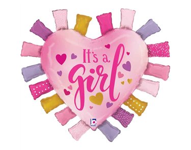 42in IT'S A GIRL TAGGIE HEART FOIL BALLOON