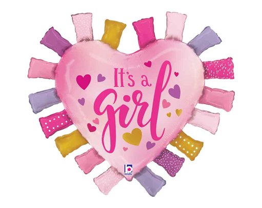 42in IT'S A GIRL TAGGIE HEART FOIL BALLOON