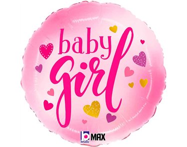 18in BABY GIRL PINK HEARTS FOIL BALLOON
