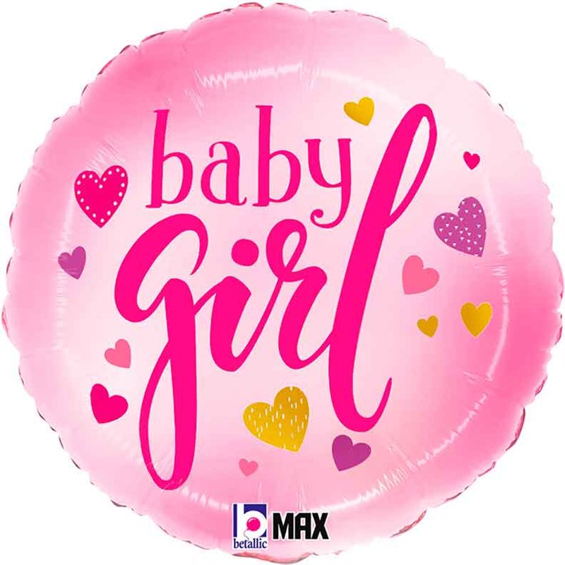 18in BABY GIRL PINK HEARTS FOIL BALLOON