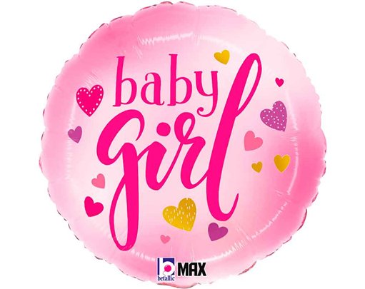 18in BABY GIRL PINK HEARTS FOIL BALLOON