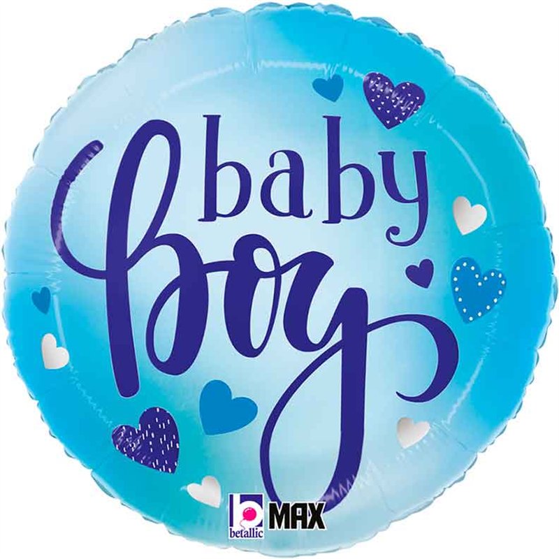 18in BABY BOY BLUE HEARTS FOIL BALLOON