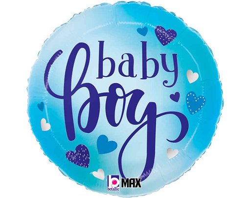 18in BABY BOY BLUE HEARTS FOIL BALLOON