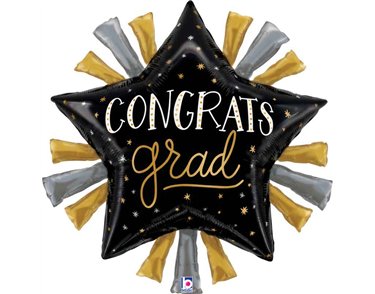 37in SATIN METALLIC GRAD STAR FOIL BALLOON