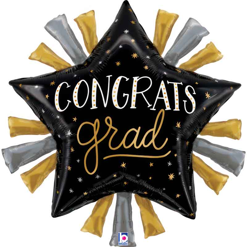 37in SATIN METALLIC GRAD STAR FOIL BALLOON