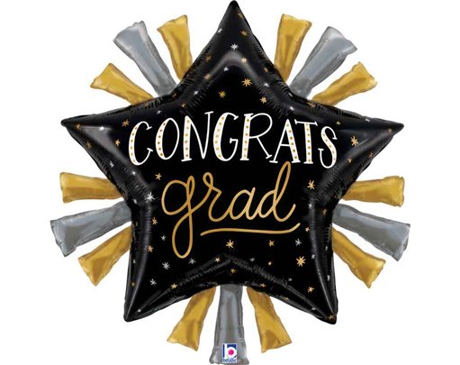 37in SATIN METALLIC GRAD STAR FOIL BALLOON
