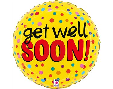 9in GET WELL BRIGHT DOTS AIR FILL FOIL BALLOON 10S