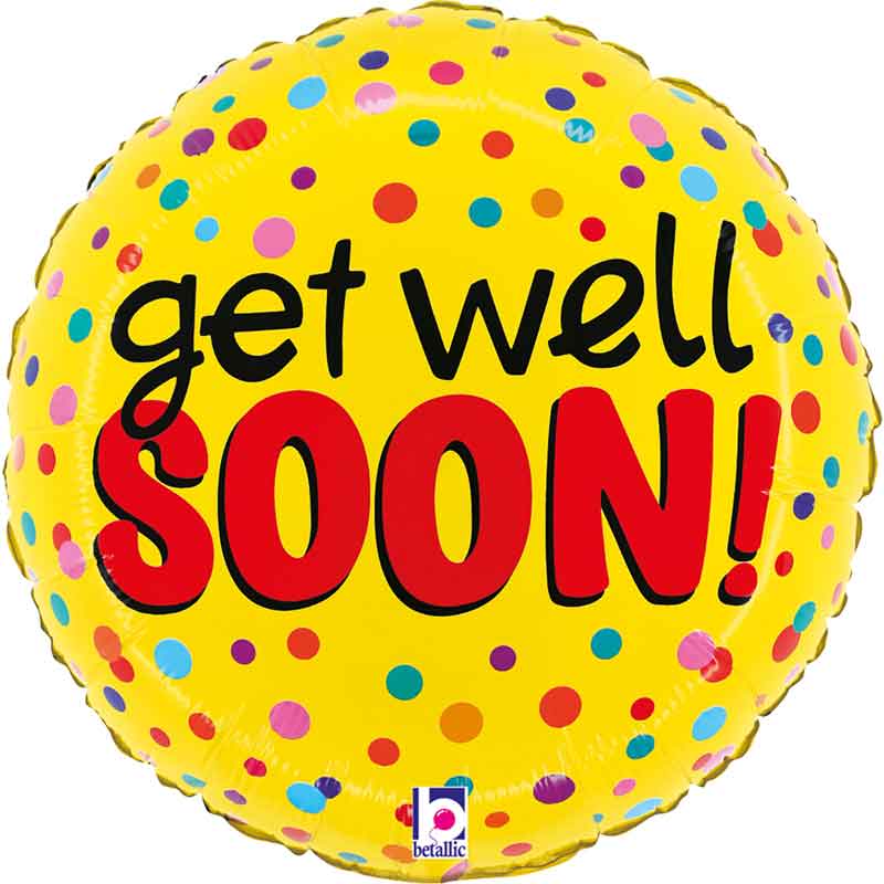 9in GET WELL BRIGHT DOTS AIR FILL FOIL BALLOON 10S