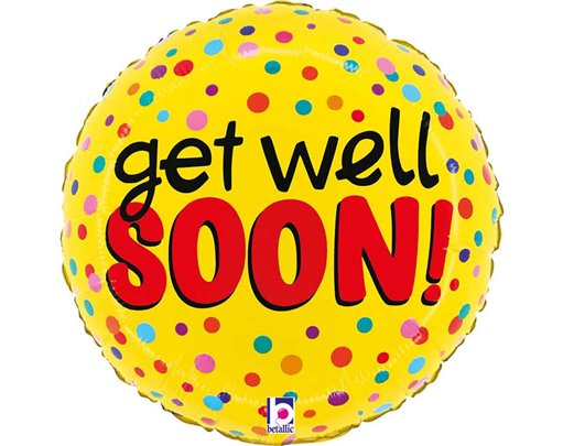 9in GET WELL BRIGHT DOTS AIR FILL FOIL BALLOON 10S