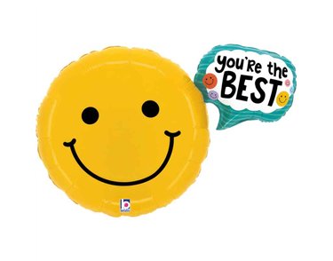39in YOU'RE THE BEST SMILEY FOIL BALLOON