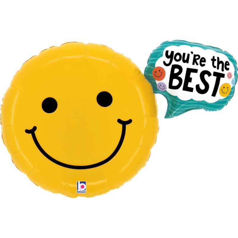 39in YOU'RE THE BEST SMILEY FOIL BALLOON