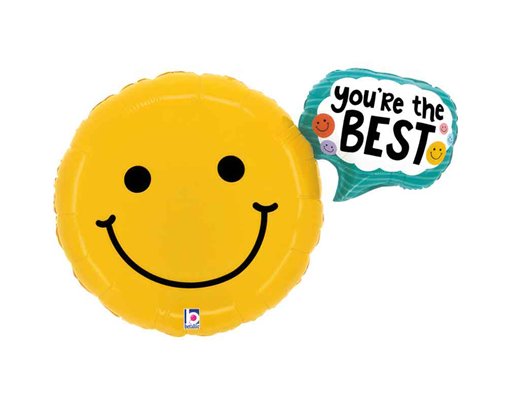 39in YOU'RE THE BEST SMILEY FOIL BALLOON