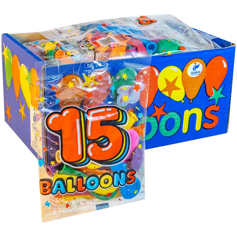 15PK 8in ASST CLASSIC PARTY BALLOONS 30S