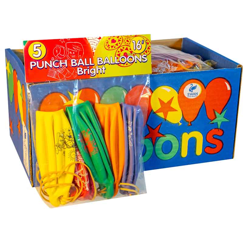 5PK 16in ASST COLOURS PUNCHBALL BALLOONS 15S
