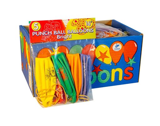 5PK 16in ASST COLOURS PUNCHBALL BALLOONS 15S