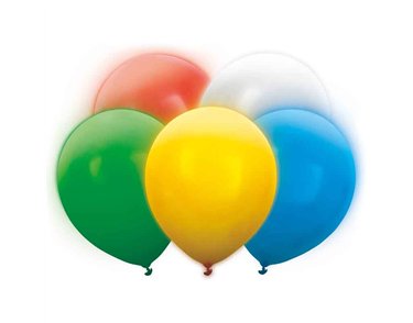 5PK 30cm ASST COLOURS LED BALLOONS