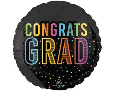 18in SATIN COSMIC FUTURE GRAD FOIL BALLOON