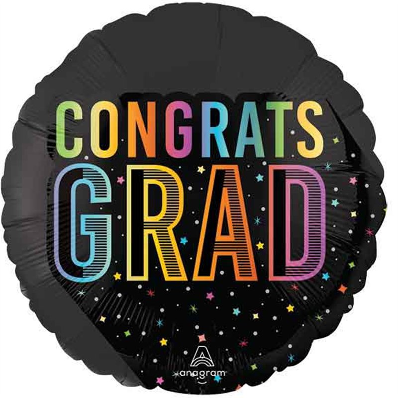 18in SATIN COSMIC FUTURE GRAD FOIL BALLOON