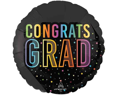 18in SATIN COSMIC FUTURE GRAD FOIL BALLOON