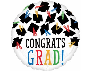 18in HATS OFF CONGRATS GRAD FOIL BALLOON