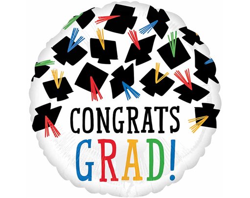 18in HATS OFF CONGRATS GRAD FOIL BALLOON