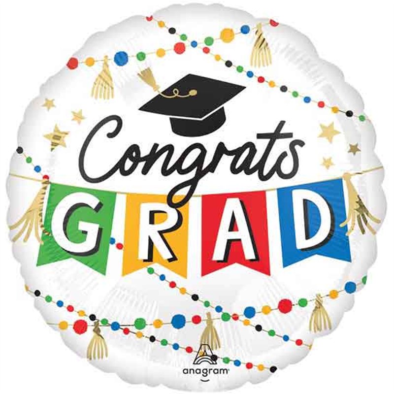 18in CONGRATS GRAD PARTY FOIL BALLOON