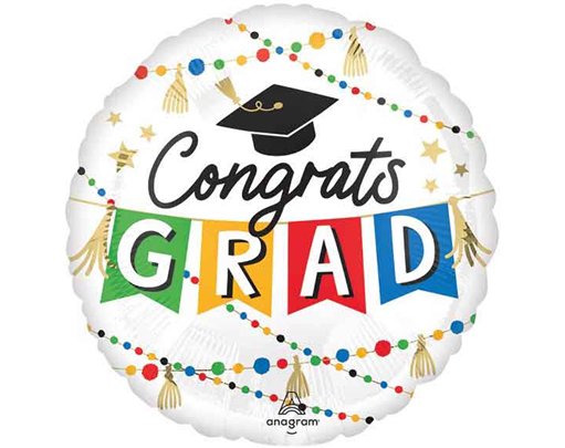 18in CONGRATS GRAD PARTY FOIL BALLOON