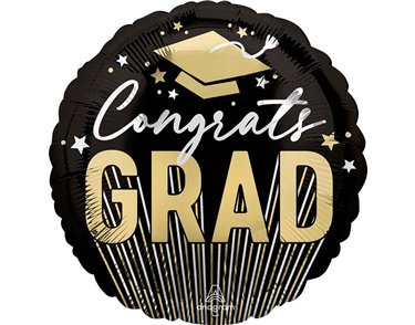 18in STRIPES ON STRIPES GRAD FOIL BALLOON