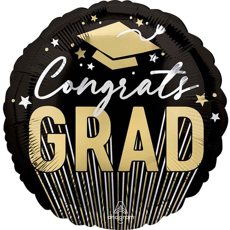 18in STRIPES ON STRIPES GRAD FOIL BALLOON